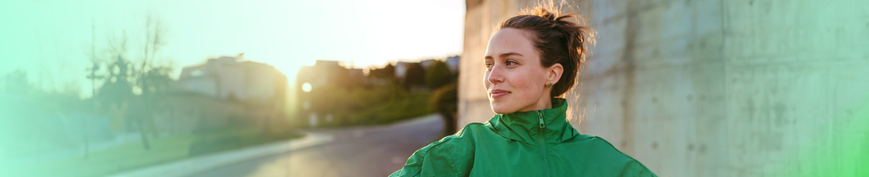 Confident woman looking ahead, representing a positive financial future with CareSuper.
