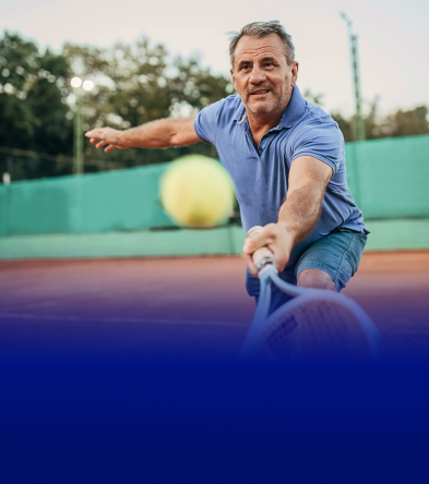 A man is playing tennis