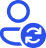Person with two arrows in circle icon