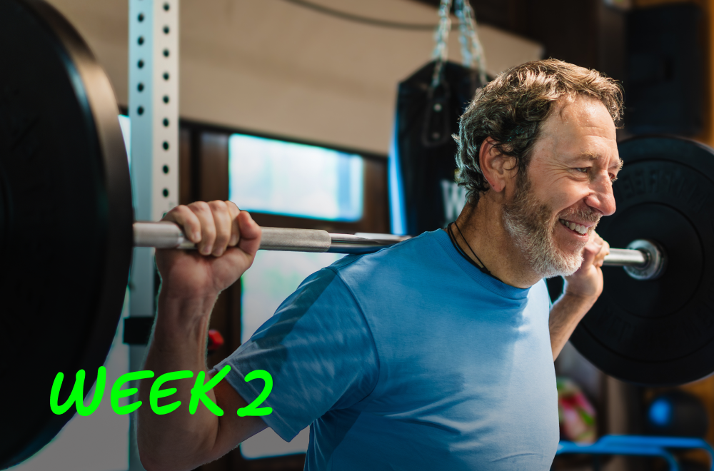 Image of a happy man doing weight lifting