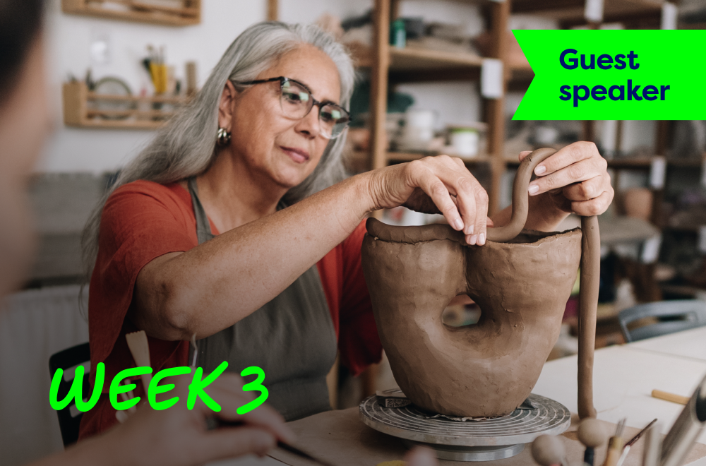 A woman is doing pottery