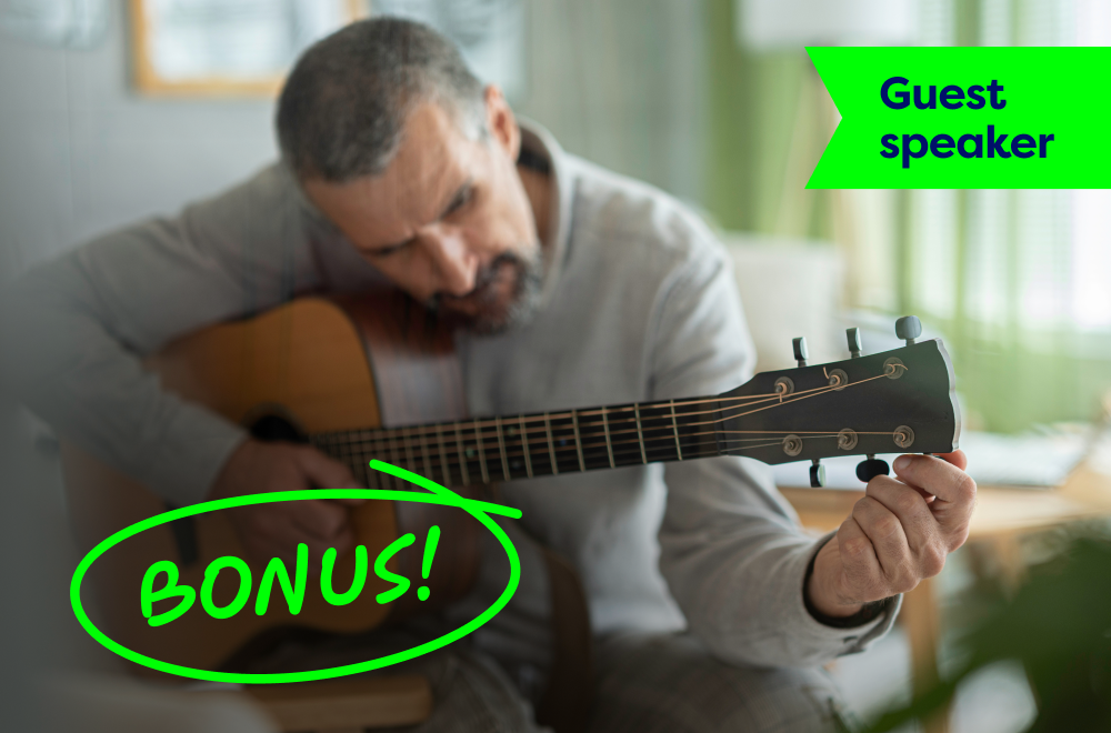 A man is playing guitar