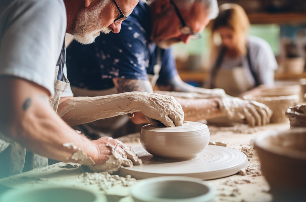 People making pottery 