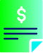 Green pictogram of a file and dollar sign