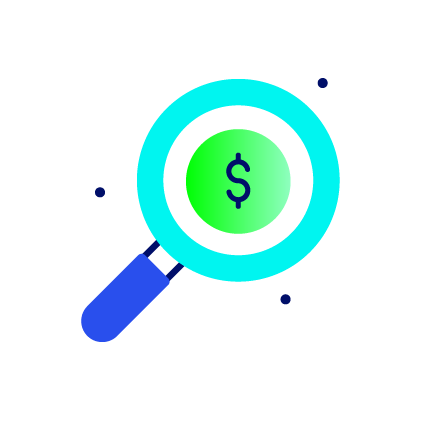 magnifying glass with dollar sign