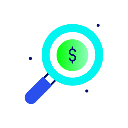 magnifying glass with dollar sign