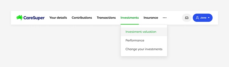 Investments Menu Member Online