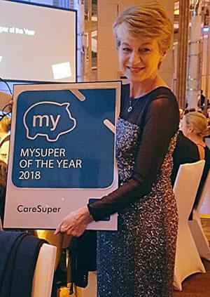 CareSuper CEO Julie Lander with our ‘MySuper of the Year’ award.
